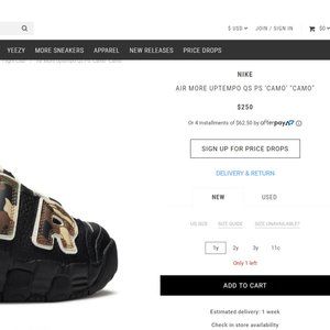AIR MORE UPTEMPO QS PS 'CAMO' 12Y $250